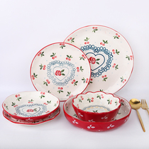 Zhou Ximen home ceramic plate Cherry tableware series creative ceramic plate household dish Net Red live broadcast