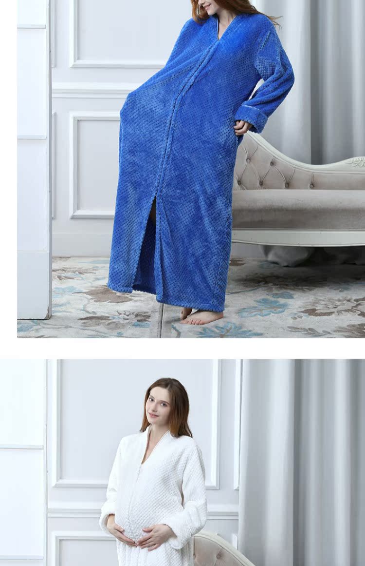 Mùa thu và mùa đông XL flannel phụ nữ mang thai cặp vợ chồng dài ngủ đêm dày san hô lông cừu thời trang đồ ngủ 200 kg đồ ngủ voan mỏng
