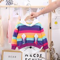 Spring girl dress baby baby autumn casual tops fashion rainbow sister clothing plus velvet winter gas