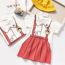 Cotton New Popular Girl Cartoon Short Sleeves Skirts Baby Summer Dress Oceanogenic Strap Dress