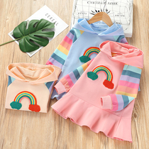 Girls dress parent sister dress spring childrens childhood childhood wear princess spring fall skirt rainbow dress
