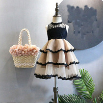 Baby Specific Network Cake Dress Girl Temperament Lace Vest Dress Black Ocean Summer Climate