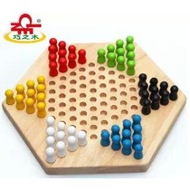Checkers Children Hexagon checkers Large advanced puzzle wooden toys Parent-child interactive games Boy girl toys