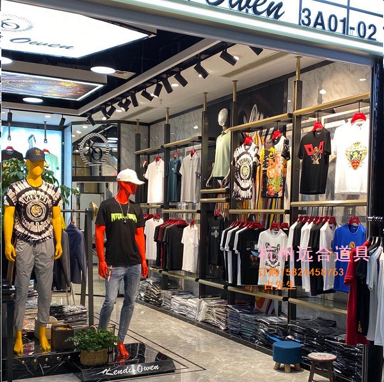 Men and women Clothing Shops Clothing GOLD SHOW STAND STAINLESS STEEL PLATED GUN BLACK HEATHEN COLUMNS DISPLAY STAND BY WALL COMBINED HIGH CABINET