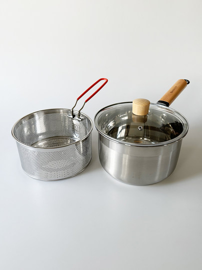 XMAN+ stock deep fryer with frying basket, small soup pot, cooking pot, draining pot, 304 stainless steel