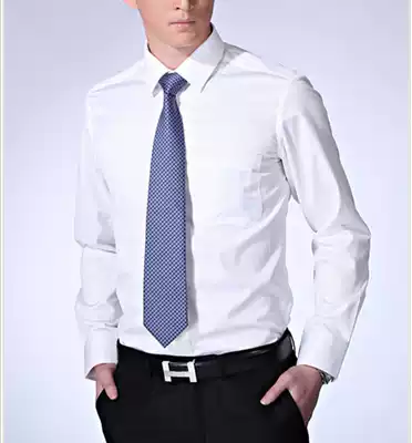 Autumn white shirt men's long-sleeved overalls plus fat plus size large size fat cotton formal shirt for work