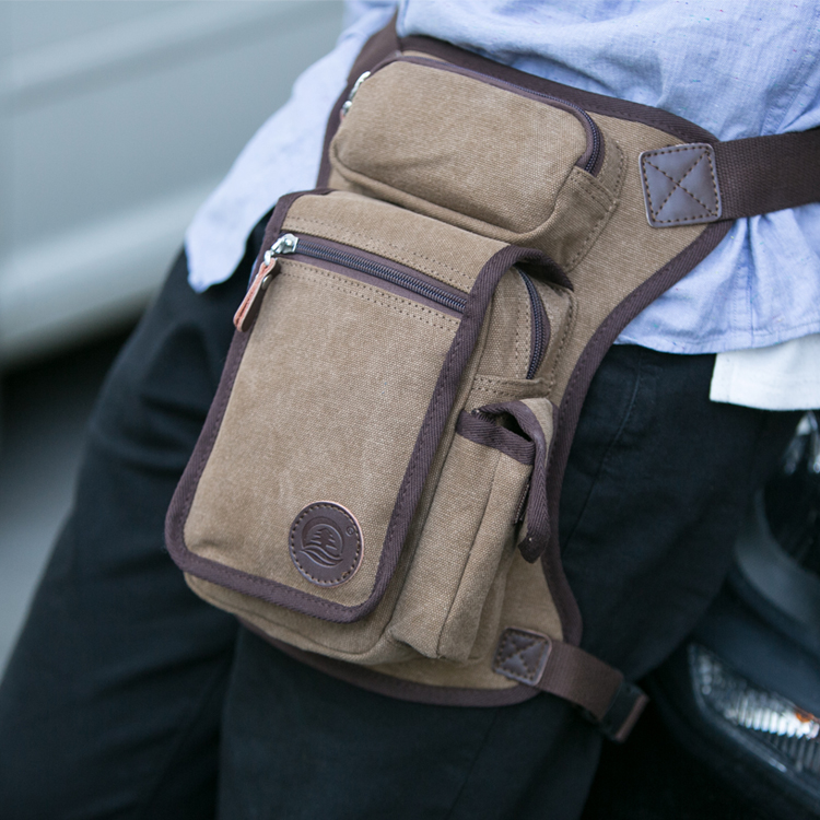 Men's multifunctional canvas leg bag military fan tactical bag outdoor sports cycling belt bag leggings bag kit new