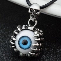 Mens Korean creative demon eye personality titanium steel pendant trendy men domineering fashion Red Diamond student accessories necklace