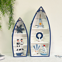 Ocean style shallow creative ship cabinet display stand desktop decoration ornaments storage cabinet pirate theme event layout window