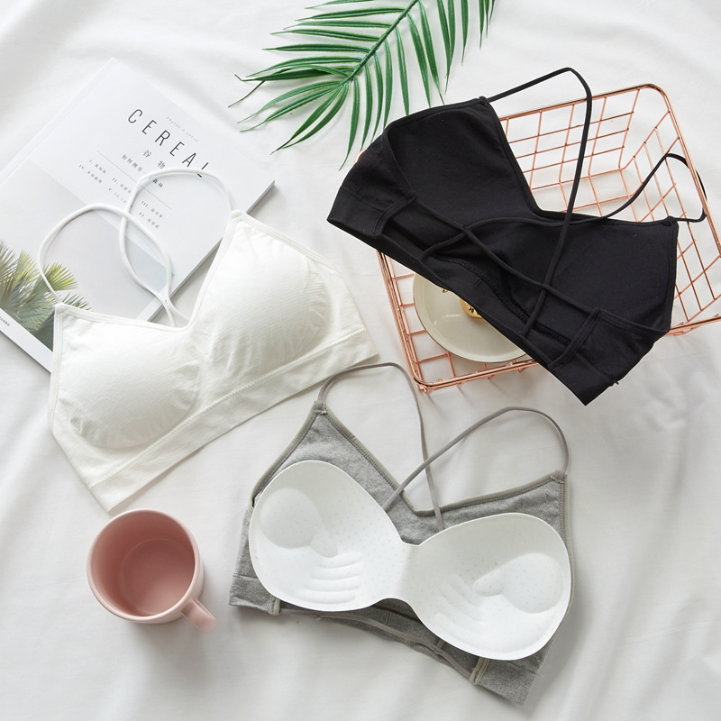 Mùa hè bùng nổ mô hình tập hợp vẻ đẹp chéo trở lại quấn ngực ống đồ lót hàng đầu lưới áo ngực màu đỏ cô gái sinh viên sling đáy - Ống áo lót k dây