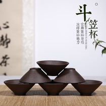 Yixing purple sand cup Black Emery handmade single cup Puer cup Master cup Small cup Kung Fu Tea cup Hat cup