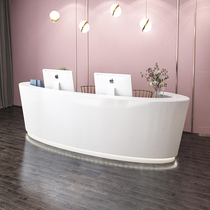 Paint modern front desk Curved reception desk service welcome desk corner counter beauty salon training institution front table