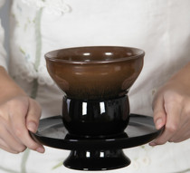 Song Dynasty Diancha tea pot holder Diancha pot holder Raw lacquer Big lacquer Traditional lacquerware Imitation Song Dynasty Diancha tea set cup holder Tianmu pot holder