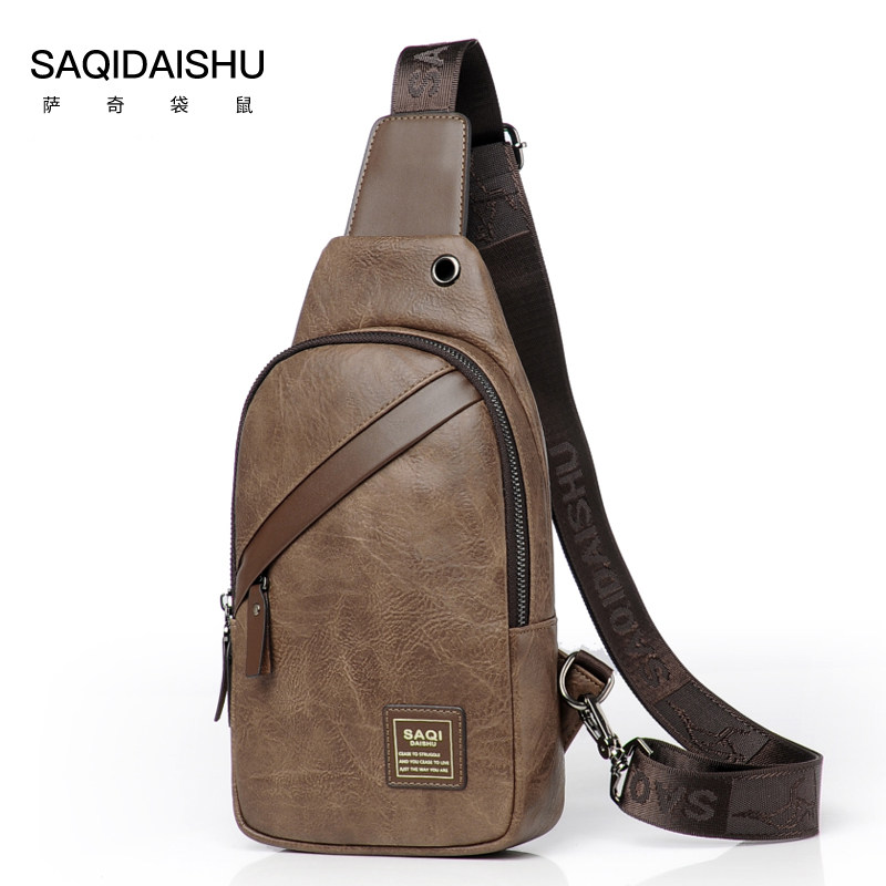 Men's breast casual slope carry bag bag leather bag trend bag outdoor waterproof sports package