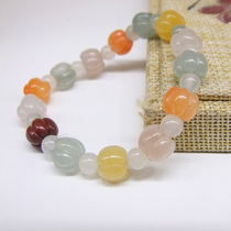 Guilin chicken blood Jade women bracelet natural jade bracelet Valentines Day gift pumpkin bead bracelet