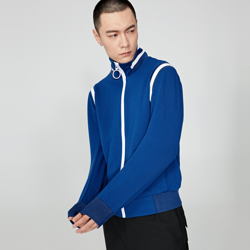 Thu Mall GXG nam với màu xanh xu hướng thời trang zip-up s173121053 áo khoác áo khoác.