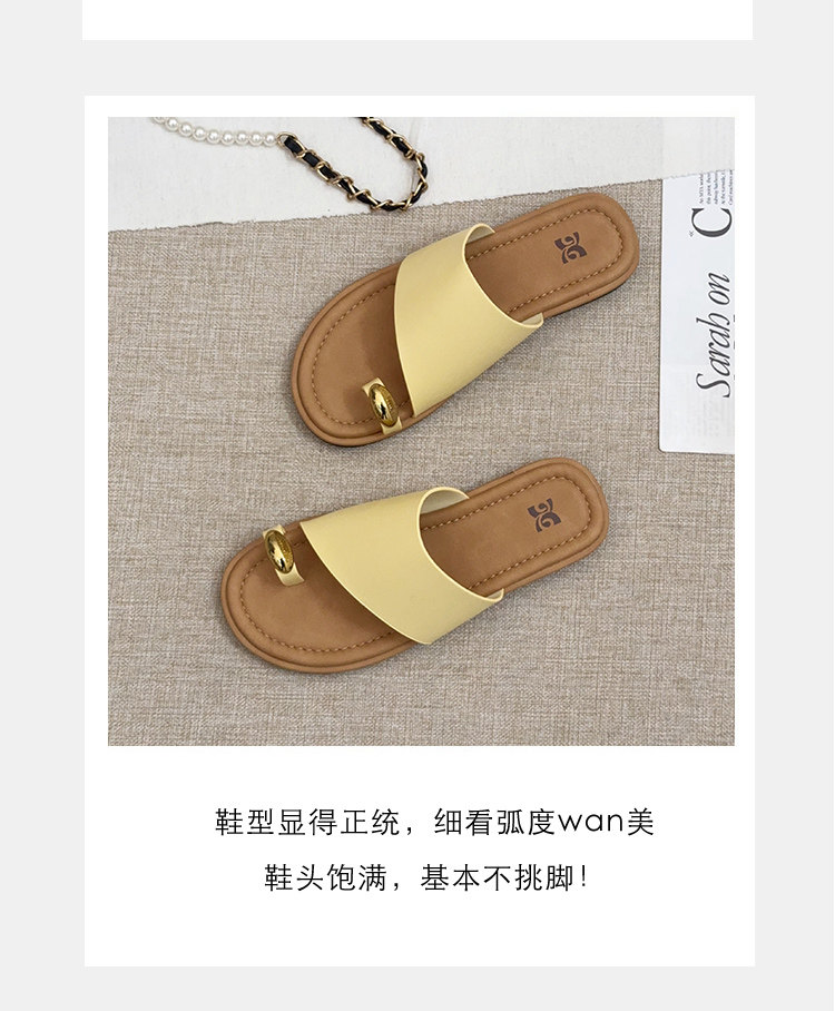 复古银色套趾凉拖鞋女2025夏季新款百搭平底一字拖配裙子沙滩半拖详情2
