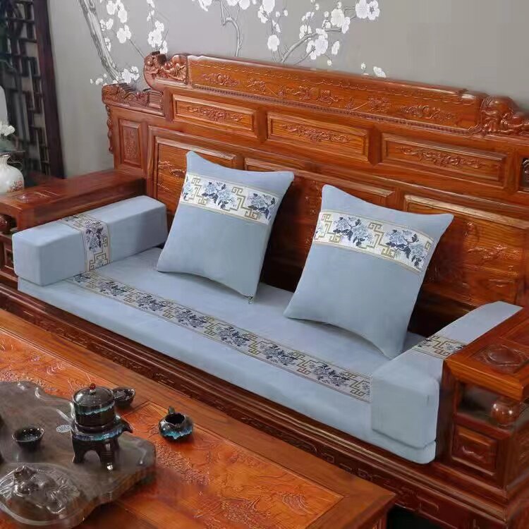 Four seasons general thickened mahogany solid wood sofa sponge cushion old-fashioned three-person bench cushion plush single non-slip mat