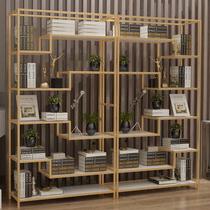 American solid wood Wrought iron office screen Restaurant partition bookshelf Industrial style entrance shelf LOFT display rack