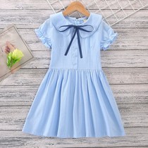 Girls dress Summer princess dress 2021 Korean version of the big boy Western style childrens cotton fashion thin little girl skirt