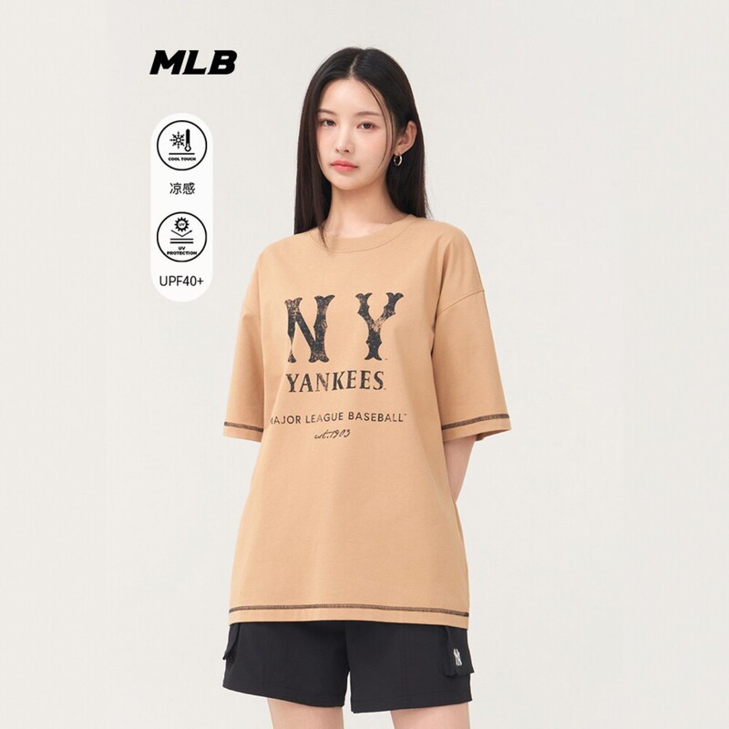Mlb Couple Short-Sleeved 25 New Style Men's and Women's Ny Retro Letter Print Cool Sun Protection Casual T-Shirt 3Atsb1153