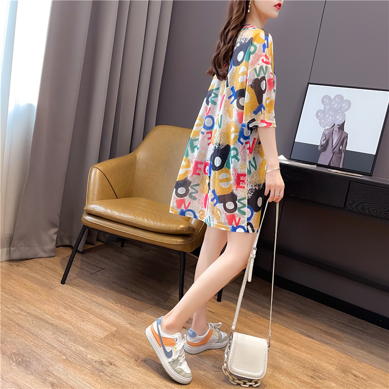 Silk Vibrant 2024 Trendy Dress with Unique Design, Niche New Summer Slimming Thin Chiffon T-Shirt Dress for Women Silk Vibrant 2024 Trendy Dress with Unique Design, Niche New Summer Slimming Thin Chiffon T-Shirt Dress for Women
