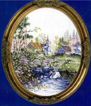 (Cat and cat embroidery) R line self-matching kit-DOME 120424 Swan in the Lake