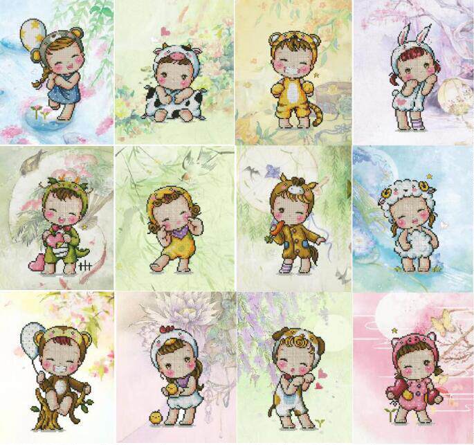 (cat and cat embroidery workshop) printed cloth R line kit-SO XII zodiac-The ancient wind