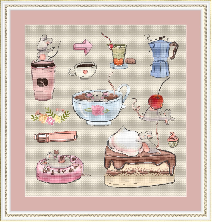 (Cat Cat Embroidery Workshop) R Line Kit-The Afternoon Tea Point Little Mouse MM190501