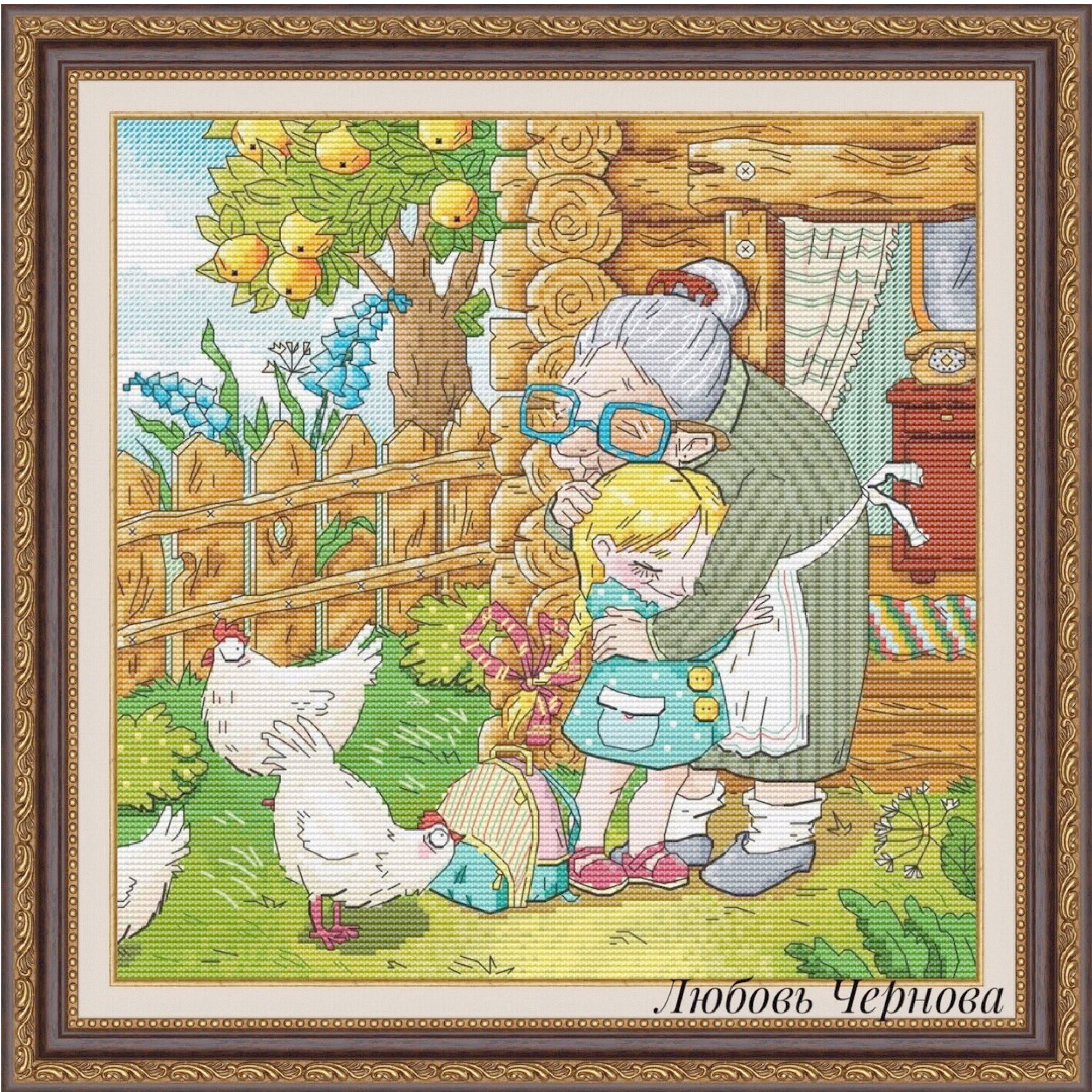 (cat and cat embroidery workshop) R line self-matching pieces-I love grandma MM190515