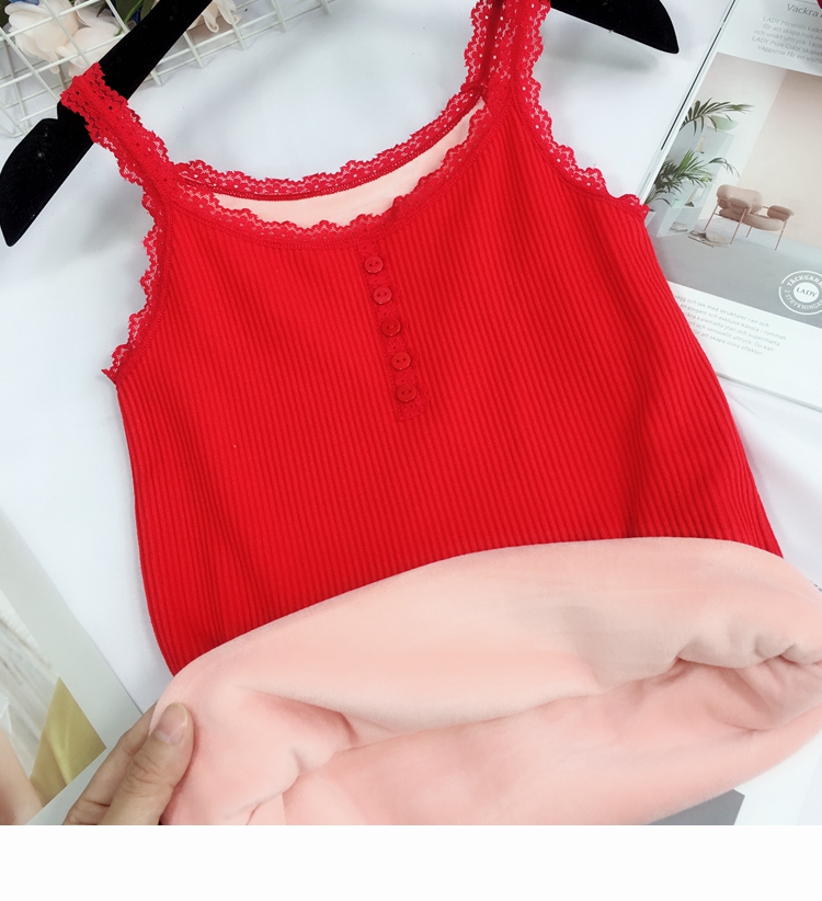 Dày cộng với nhung vest sling nhiệt đồ lót nữ mùa đông bó sát cơ thể cotton cổ thấp mặc áo sơ mi hàng đầu các kiểu áo vest nữ hàn quốc