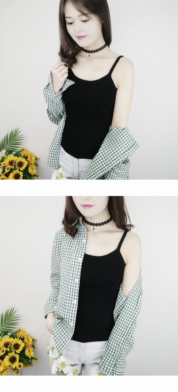 Mùa đông Hàn Quốc Slim cộng với nhung dày ấm áp vest nhỏ sling bên trong áo dệt kim chạm đáy Áo không tay Phụ nữ áo sát nách
