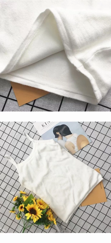 Mùa đông Hàn Quốc Slim cộng với nhung dày ấm áp vest nhỏ sling bên trong áo dệt kim chạm đáy Áo không tay Phụ nữ
