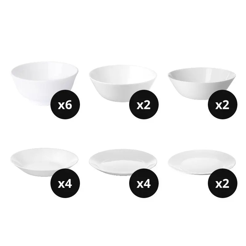 New Ikea Ofta Dinnerware Set, Heat-Resistant Dinner Plates, Dishes, Bowls, and Plates Set, Bone China Plate Set, 20-Piece Dinnerware Set