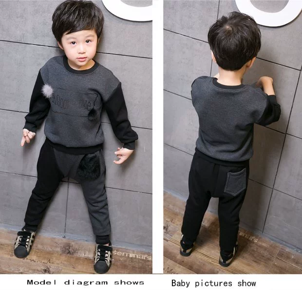 Quần áo trẻ em cho bé Quần áo mùa thu đông cộng với bộ nhung dày Phiên bản Hàn Quốc của hai bộ 3 mới 2018 thủy triều 5 tuổi