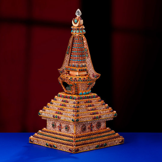 尼泊尔掐丝菩提塔特色手工艺品供具大全菩提宝塔超大号35cm