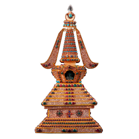 尼泊尔掐丝菩提塔特色手工艺品供具大全菩提宝塔超大号35cm