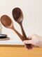 Large Household Wooden Long-Handled Soup Spoon, Acacia Wood Walnut Spoon, Noodle Spoon, Vintage Trendy Salad Spoon