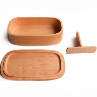 Natural Oak Wood Japanese-Style Tableware Lunch Box Eco-Friendly Bento Box Single-Layer Export Lunch Box Oval Kitchen Supplies