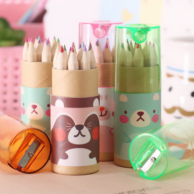 Children Color Pencil Creativity Cartoon Cute 12 Color Color Fill Pen Students Stationery Supplies Gift Wholesale