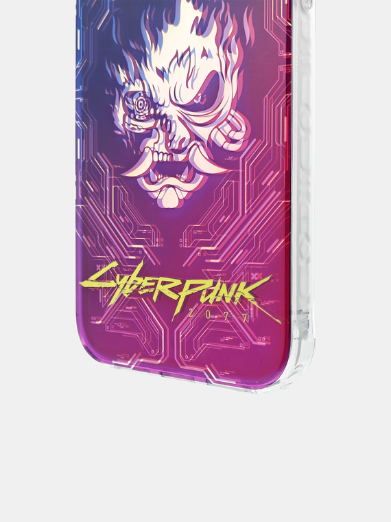 Cyberpunk 2077 Mask Blue Purple Gradient Circuit Phone Case for iPhone 17, 16, 15, 14 and 13 - view 3