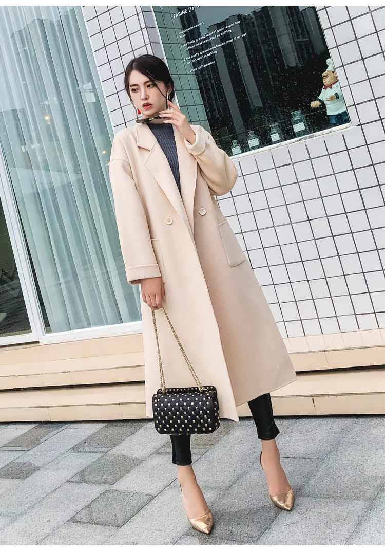 Áo khoác len Feite Tianqi nữ dài phần phiên bản Hàn Quốc 2019 mới cho nữ mùa thu và mùa đông Áo len mỏng mùa đông - Trung bình và dài Coat áo phao nữ