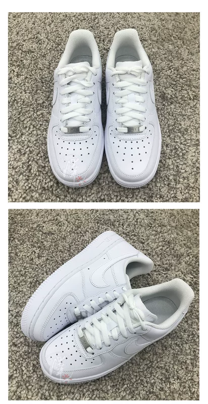 Nike AF1 thấp để giúp màu trắng tinh khiết shoes Giày Nike Air Force số 1 trường trung học ngụy trang màu đen 315115-112 - Dép / giày thường