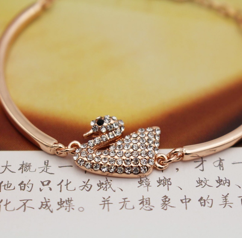 Nhật Bản và Hàn Quốc thời trang đơn giản 18K hoa hồng vàng thiên nga vòng tay nữ vòng tay nữ vòng tay trang sức sinh viên trang sức quà tặng sinh nhật - Vòng đeo tay Cuff vòng tay cặp
