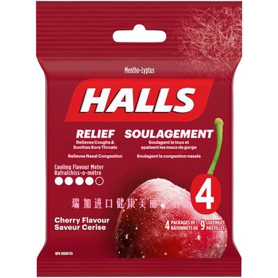 Free shipping: Canadian Halls Hall Three Times Throat Soothing Sugar + Iron Cherry Flavor, 4 pieces X9 pieces in multiple flavors