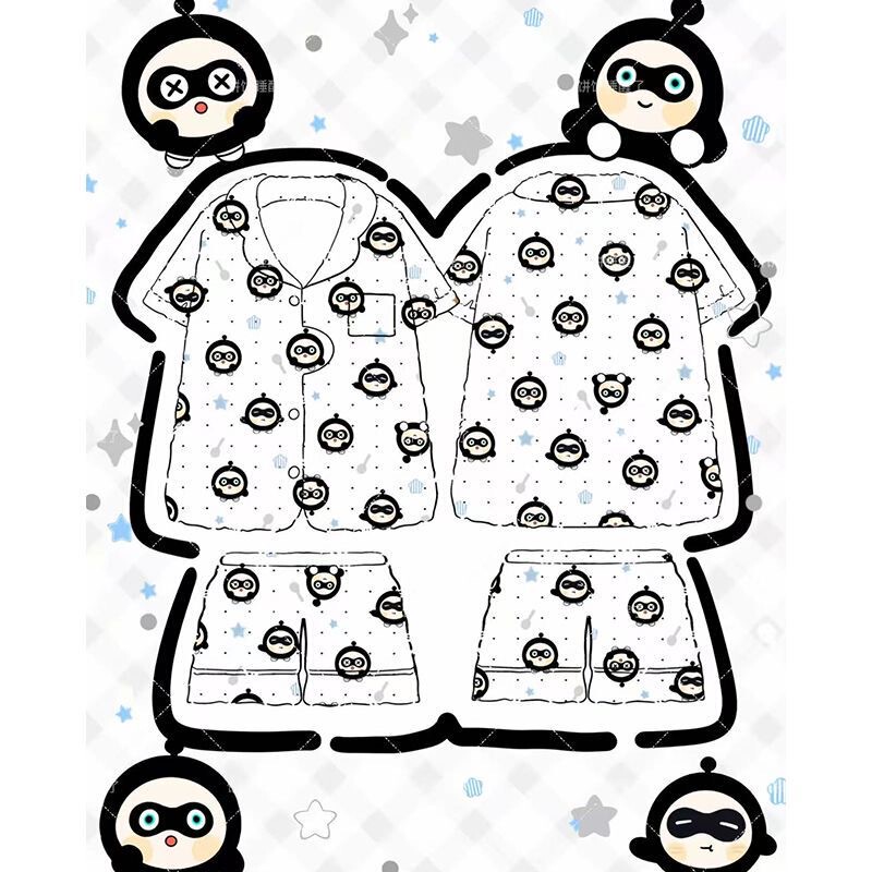 Cartoon Egg Short-Sleeved Shorts Can Be Worn Outside as a Home Wear Set, Unisex, New Summer Style, Sweet and Cute Pajamas