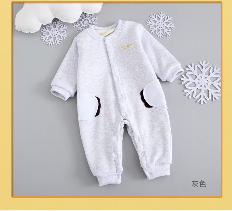 Áo ấm cho bé dày cộng với jumpsuit nhung nam và nữ Quần áo trẻ em cotton ra quần áo mùa thu và đông quần áo sơ sinh bộ áo liền quần dài tay cao cấp cho bé sơ sinh