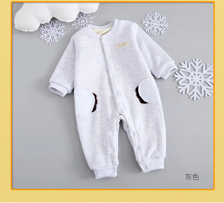 Áo ấm cho bé dày cộng với jumpsuit nhung nam và nữ Quần áo trẻ em cotton ra quần áo mùa thu và đông quần áo sơ sinh quần áo trẻ sơ sinh