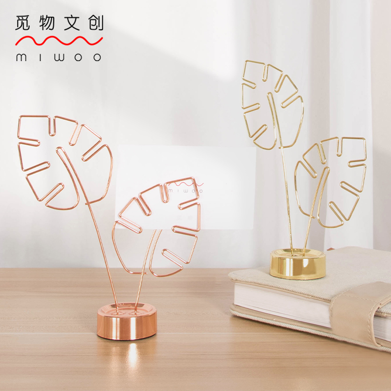 Electroplated rose gold turtle back leaf photo clip isn creative desktop vertical message convenient label decoration decoration