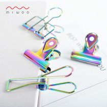 miwoo brand new hot sale colorful long tail clip storage electroplating metal stainless steel office supplies